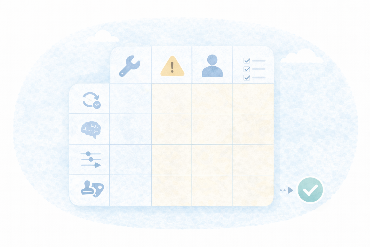 連携比較（機能×制約×対象）（テキストなし図解）